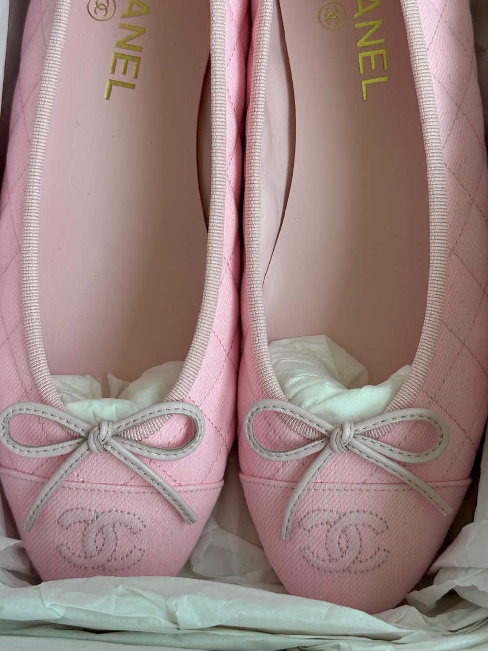 CHANEL denim Light Pink Quilted Ballerina Flats - Picture 2 of 3